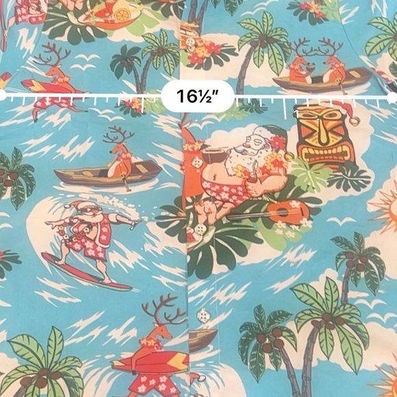 SSLR Christmas Hawaiian Print youth boy’s button down Shirt size MED. polyester - Picture 4 of 6